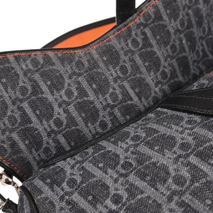Christian Dior Navy Canvas Flight Trotter Saddle Handbag
