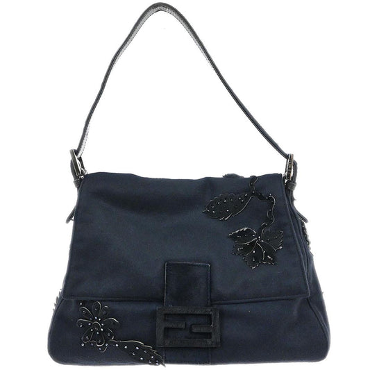 Fendi Black Wool Pony Hair Mamma Baguette Handbag