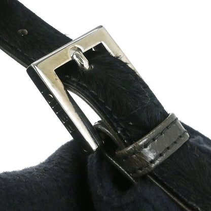 Fendi Black Wool Pony Hair Mamma Baguette Handbag
