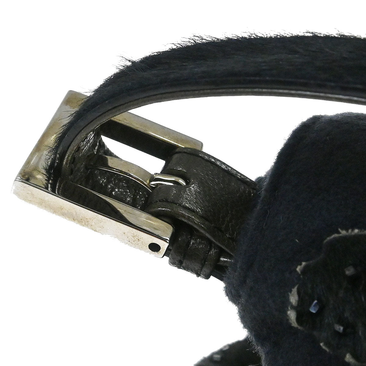 Fendi Black Wool Pony Hair Mamma Baguette Handbag