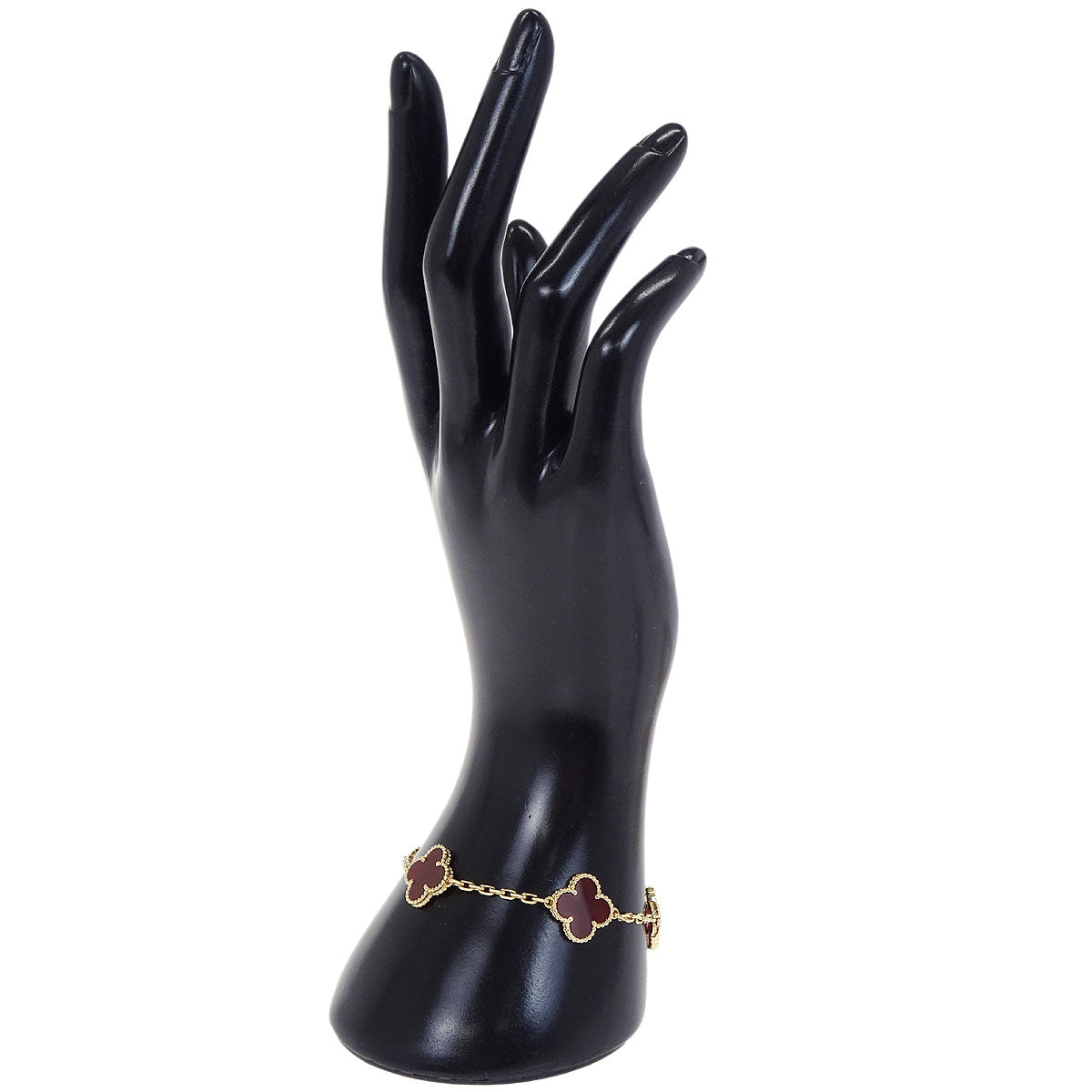 Van Cleef & Arpels Alhambra 5P Bracelet Carnelian Gold Au750 Jewelry