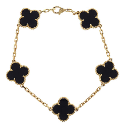 Van Cleef & Arpels Alhambra 5P Bracelet Onyx Gold Au750 Jewelry