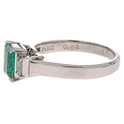 Ring Pt900 Silver Emerald Diamond #52 Jewelry