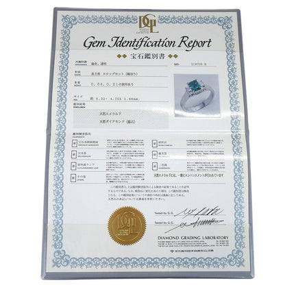 Ring Pt900 Silver Emerald Diamond #52 Jewelry