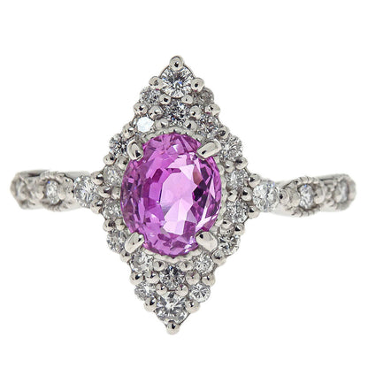 Ring Pt900 Silver Pink Sapphire Diamond #53 Jewelry
