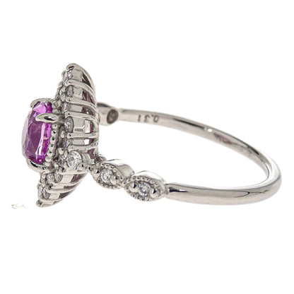 Ring Pt900 Silver Pink Sapphire Diamond #53 Jewelry