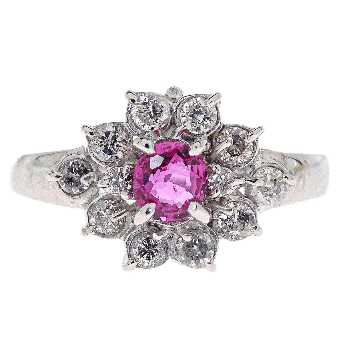 Ring Pt900 Ruby Diamond Silver #50 Jewelry