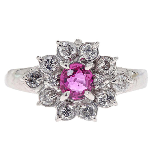 Ring Pt900 Ruby Diamond Silver #50 Jewelry