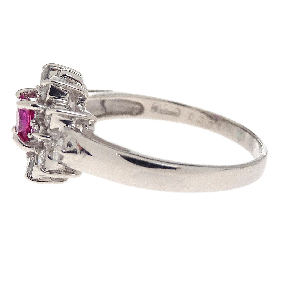 Ring Pt900 Ruby Diamond Silver #50 Jewelry