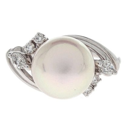 Mikimoto Ring Pt950 Genuine Pearl Diamond Silver #52 Jewelry