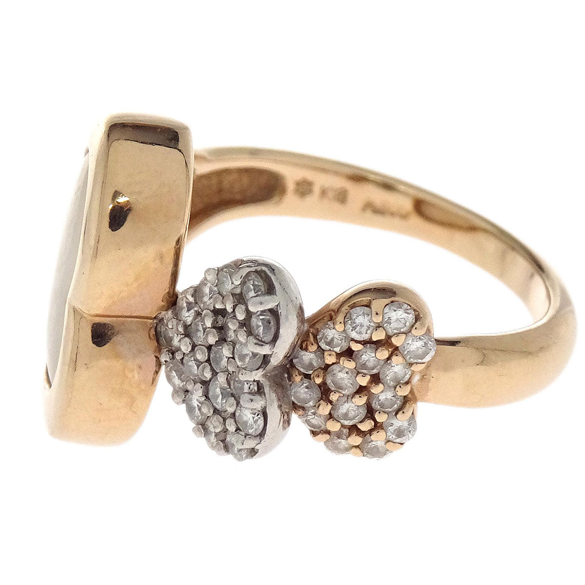 Ring 18K Pt900 Genuine Pearl Diamond Gold #51 Jewelry