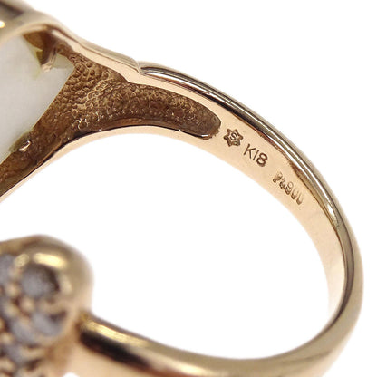 Ring 18K Pt900 Genuine Pearl Diamond Gold #51 Jewelry