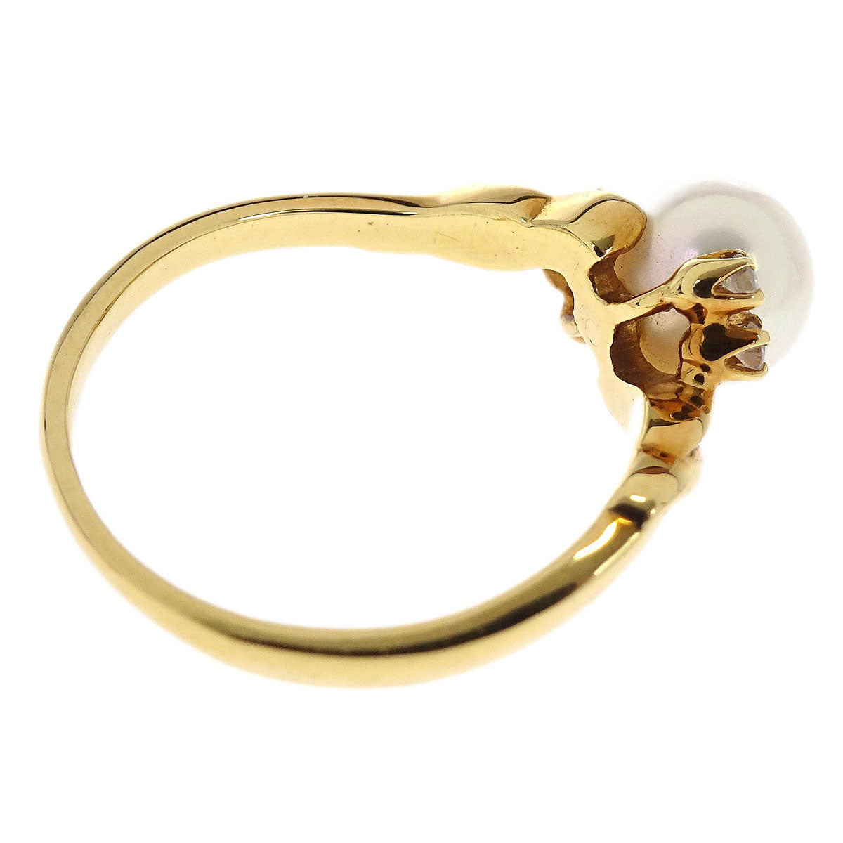 Mikimoto Ring 18K Genuine Pearl Diamond Gold #50