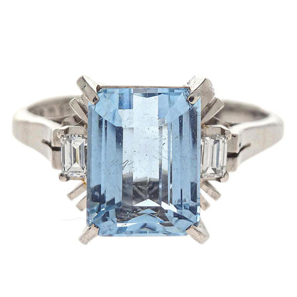 Ring Pm900 Blue Topaz Diamond #54 Jewelry