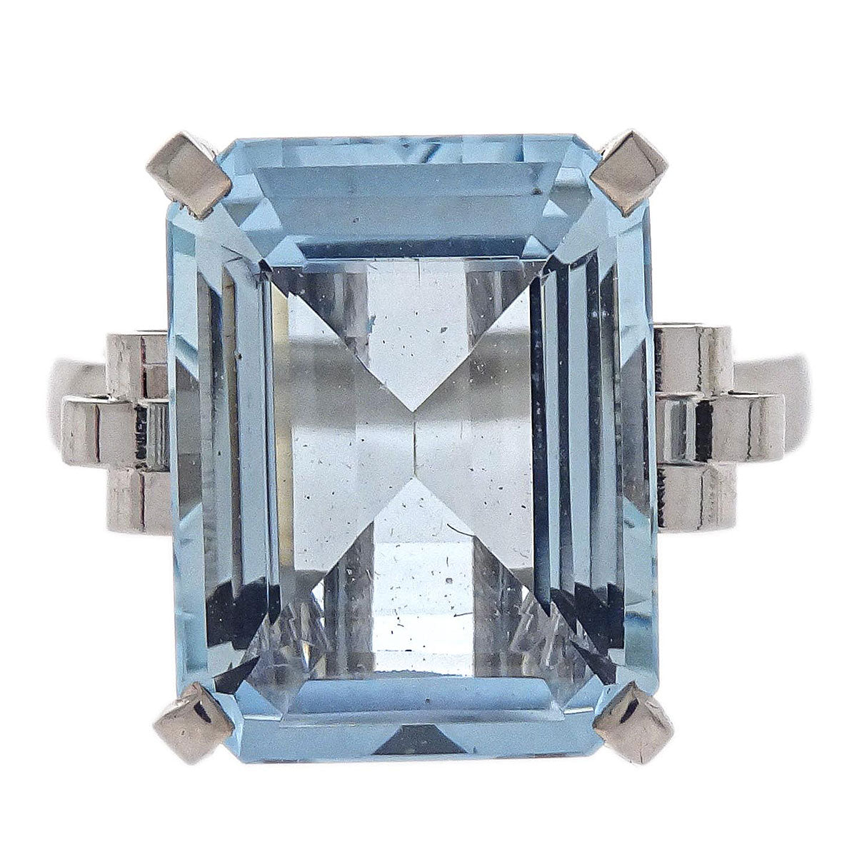 Ring Pt900 Blue Topaz Silver #49