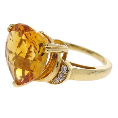 Ring 18K Gold Citrine Diamond #52 Jewelry
