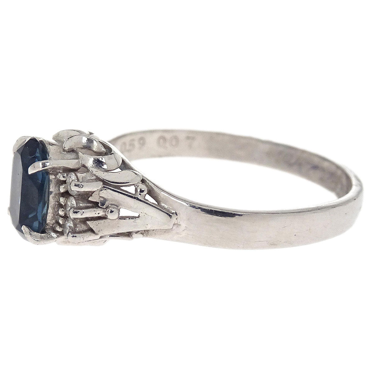 Ring Pt900 Silver Sapphire Diamond #52 Jewelry