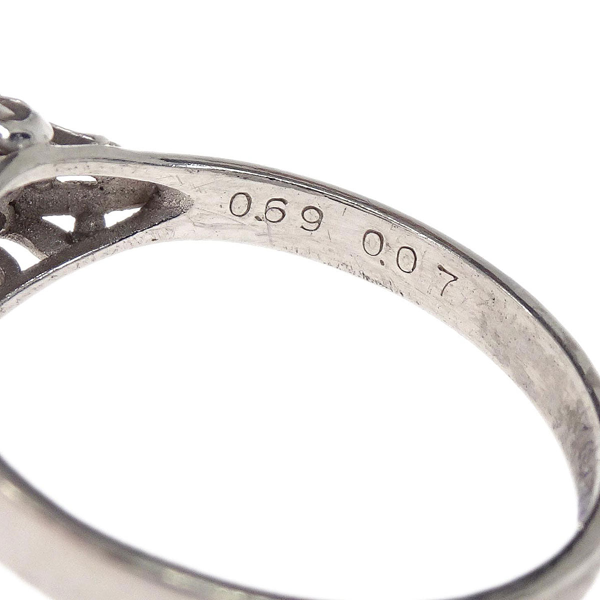 Ring Pt900 Silver Sapphire Diamond #52 Jewelry