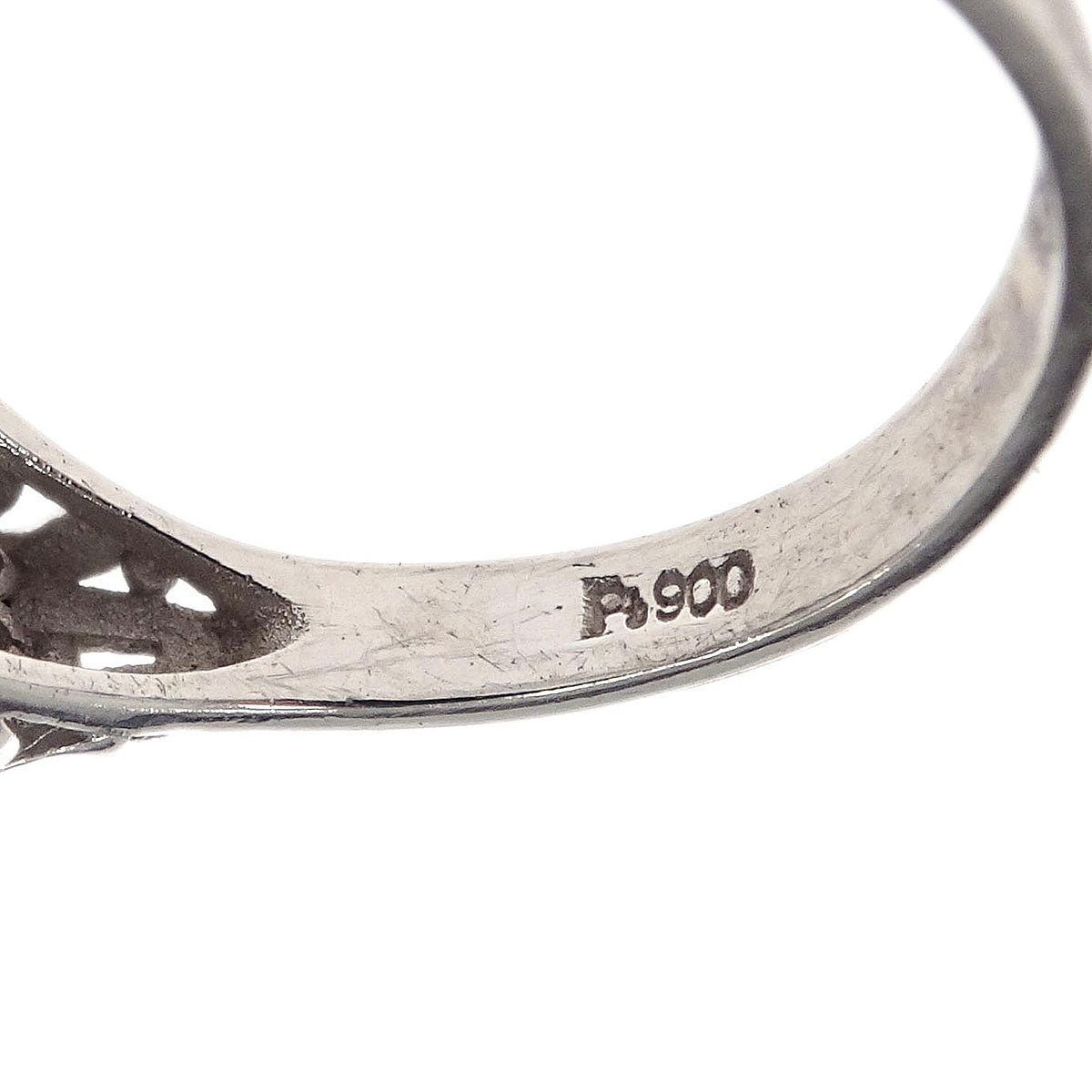 Ring Pt900 Silver Sapphire Diamond #52 Jewelry