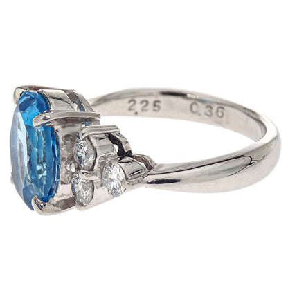 Ring Pt900 Blue Topaz Diamond Silver #45