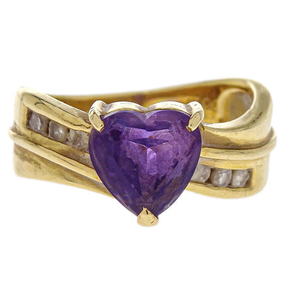 Ring 18K Amethyst Diamond Gold #46 Jewelry