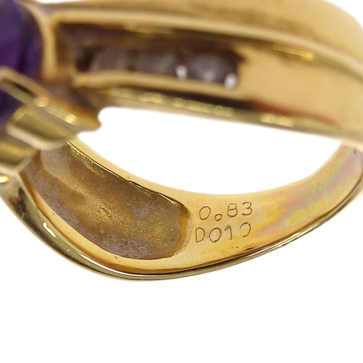 Ring 18K Amethyst Diamond Gold #46 Jewelry