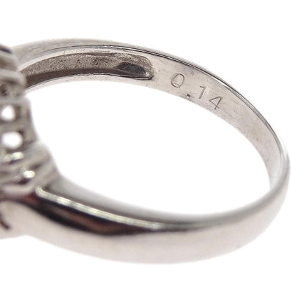 Ring Pt900 Aquamarine Diamond Silver #50 Jewelry