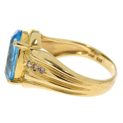 Ring 14K Blue Topaz Diamond Gold #56 Jewelry