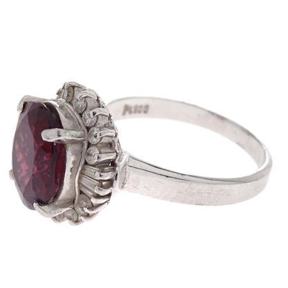 Ring Pt900 Silver Garnet Diamond #53 Jewelry