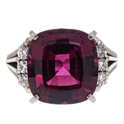 Ring Pt900 Garnet Diamond Silver #47 Jewelry
