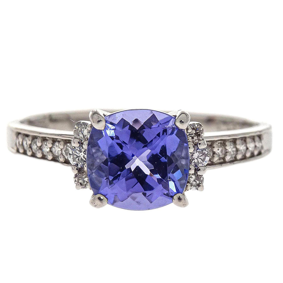 Ring Pt900 Silver Tanzanite Diamond #53 Jewelry