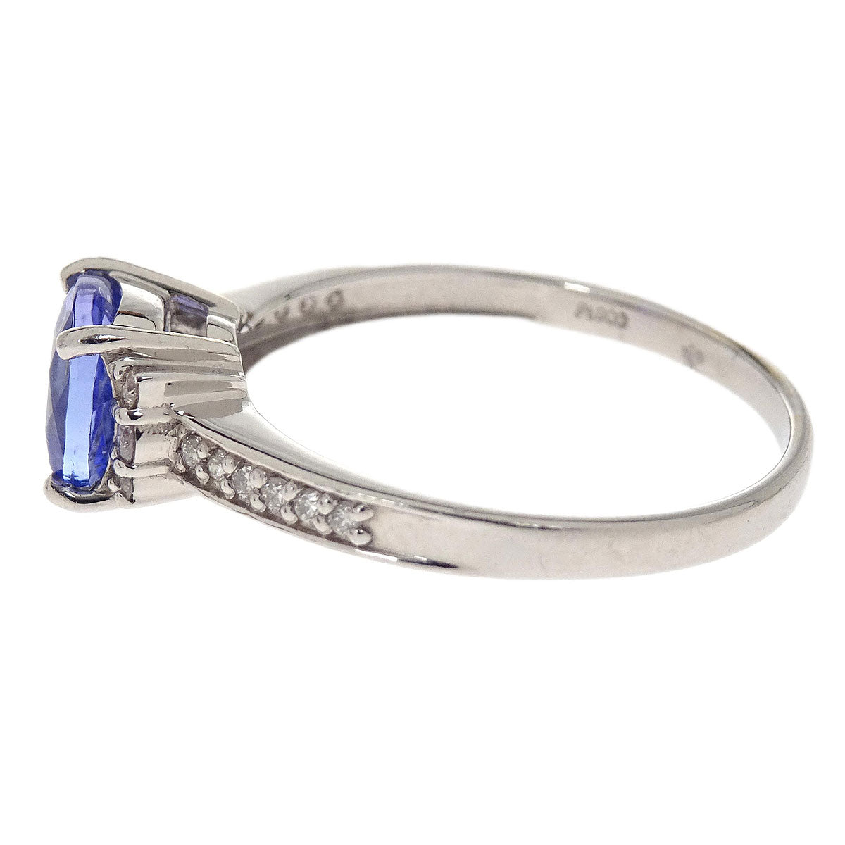 Ring Pt900 Silver Tanzanite Diamond #53 Jewelry