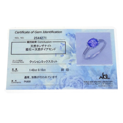 Ring Pt900 Silver Tanzanite Diamond #53 Jewelry