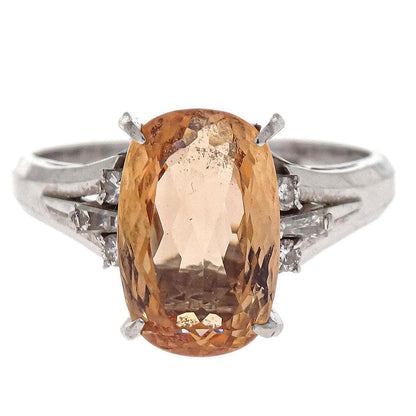Ring Pt900 Imperial Topaz Diamond #51 Jewelry