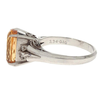 Ring Pt900 Imperial Topaz Diamond #51 Jewelry