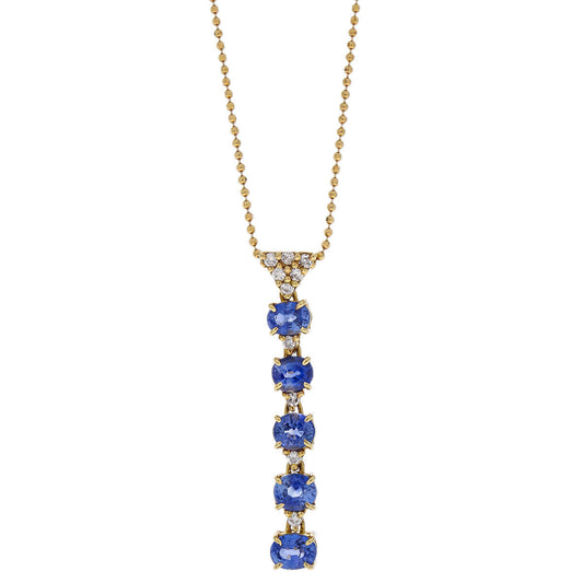 Pendant Necklace 18K Sapphire Diamond Jewelry