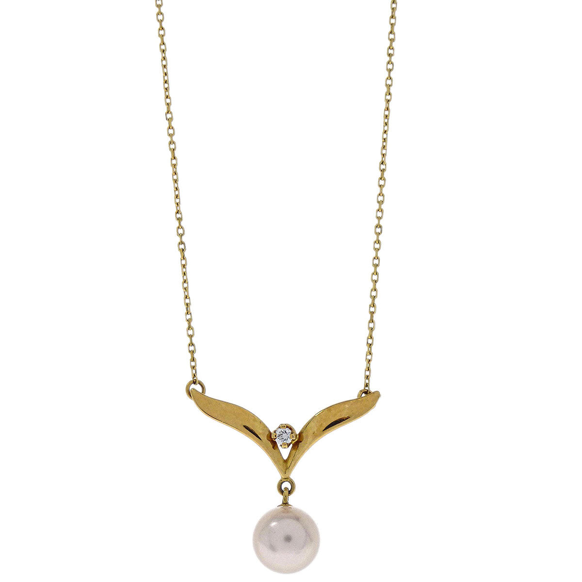 Mikimoto Pendant Necklace 18K Pearl Diamond Jewelry