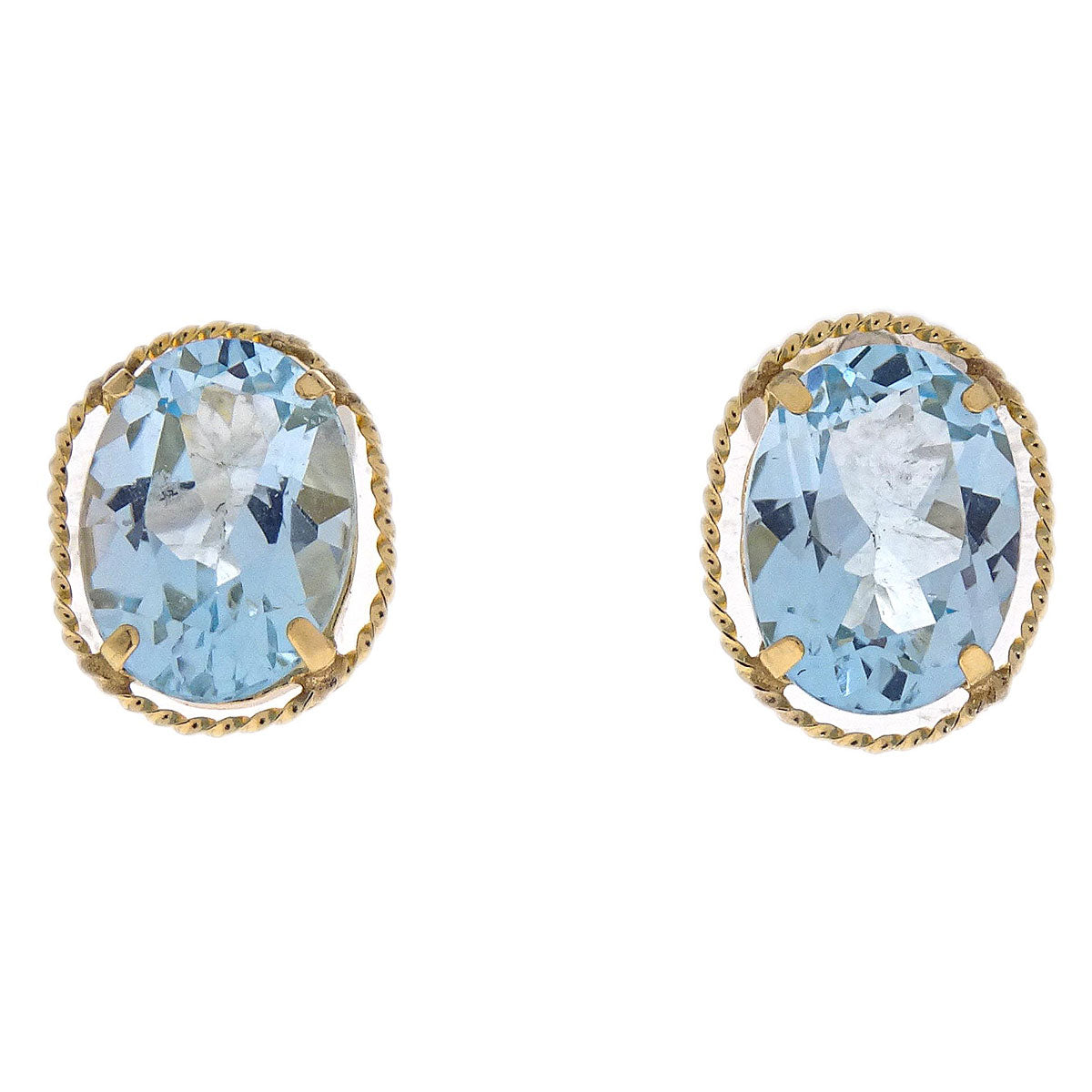 Pierced Earrings 18K Blue Topaz Gold Jewelry