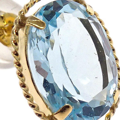 Pierced Earrings 18K Blue Topaz Gold Jewelry