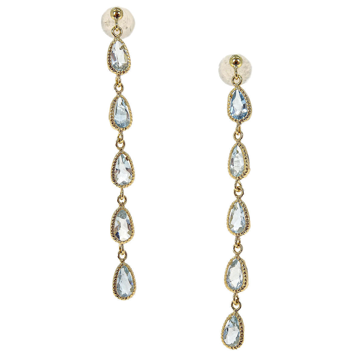 Pierced Earrings 18K Blue Topaz Jewelry