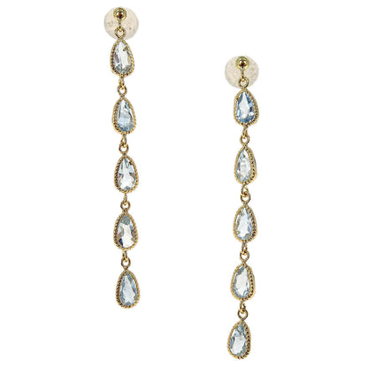 Pierced Earrings 18K Blue Topaz Jewelry