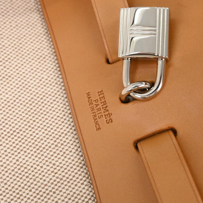 Hermes Natural Toile H Herbag a Dos 2 in 1 Backpack