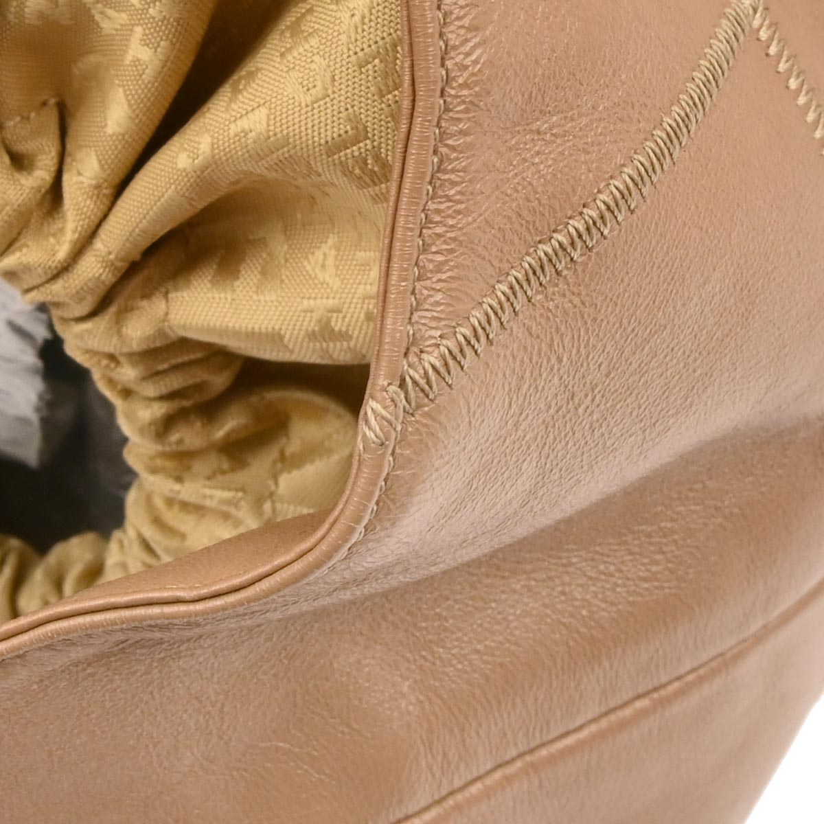 Chanel 2003-2004 Light Brown Calfskin Choco Bar Wild Stitch Drawstring Handbag