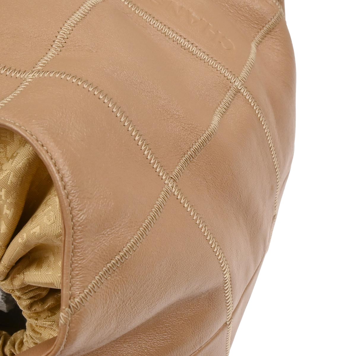 Chanel 2003-2004 Light Brown Calfskin Choco Bar Wild Stitch Drawstring Handbag