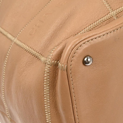 Chanel 2003-2004 Light Brown Calfskin Choco Bar Wild Stitch Drawstring Handbag