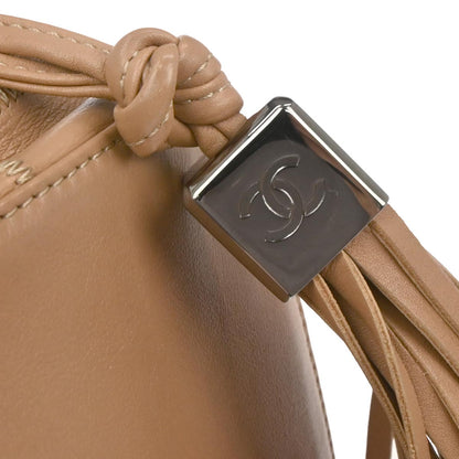 Chanel 2003-2004 Light Brown Calfskin Choco Bar Wild Stitch Drawstring Handbag