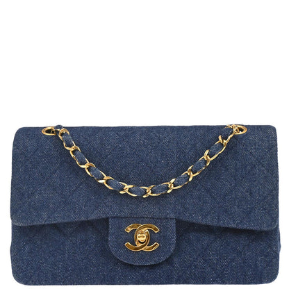 Chanel Blue Denim Small Classic Double Flap Shoulder Bag
