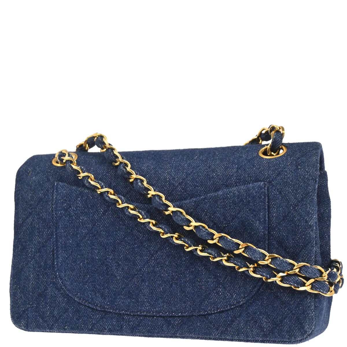 Chanel Blue Denim Small Classic Double Flap Shoulder Bag