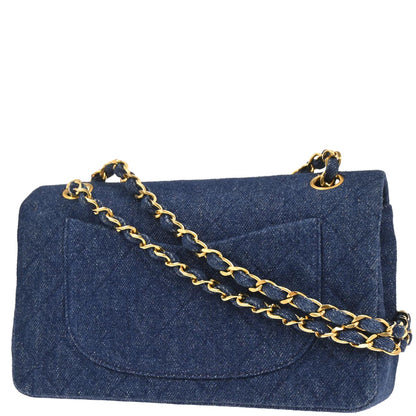 Chanel Blue Denim Small Classic Double Flap Shoulder Bag
