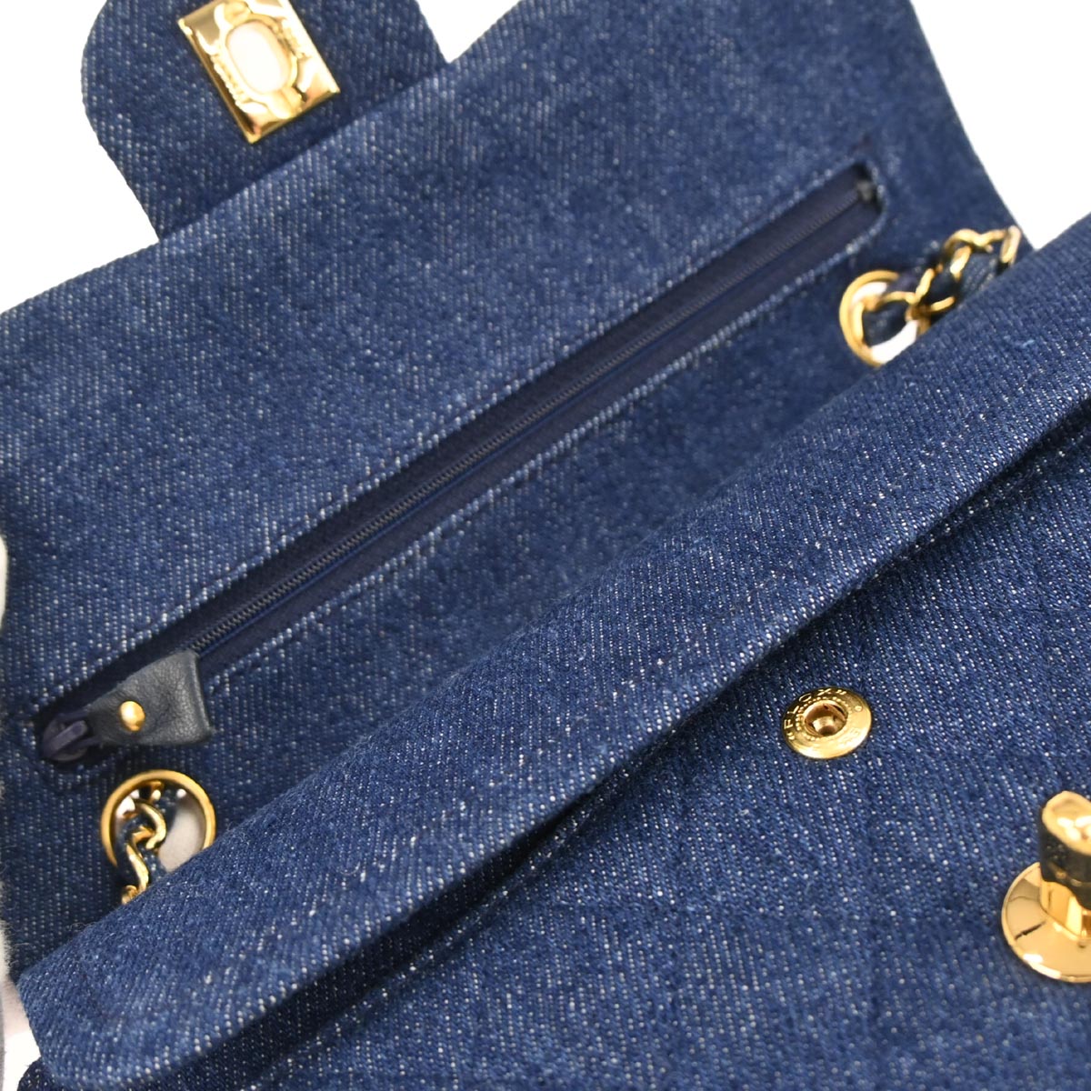 Chanel Blue Denim Small Classic Double Flap Shoulder Bag